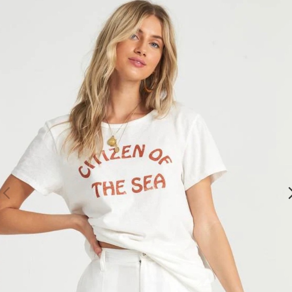 Billabong White Crew Neck Short Sleeve Tee